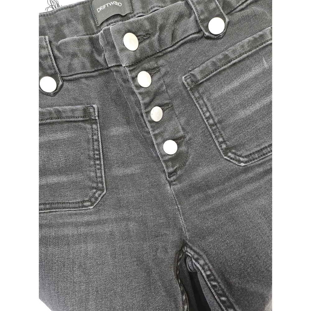 Driftwood Tess High Rise Flare 70s inspired Black Button Fly Raw Hem Size 29 - Picture 16 of 16